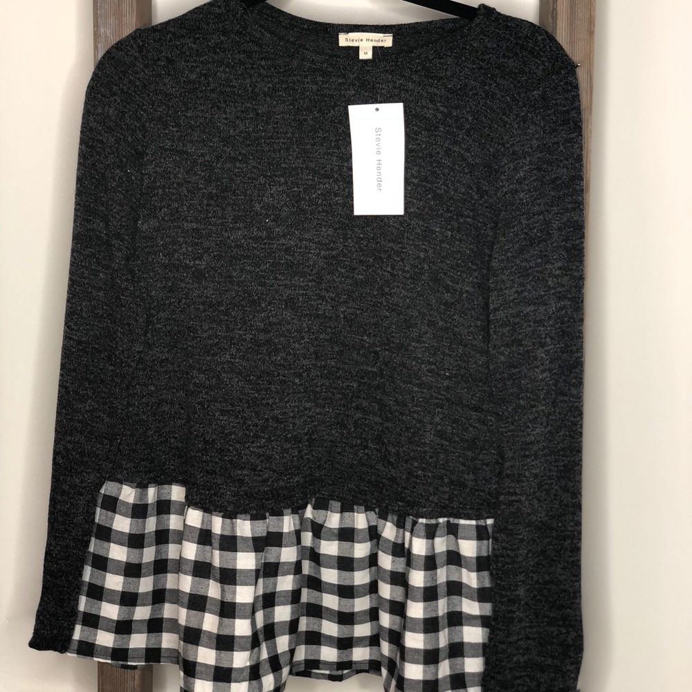 Gingham Peplum Sweater